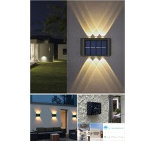 Modern 6ledli  Solar Duvar Lamba Dekorasyon Aydınlatma Aplik Güneş Enerji Gün Işığı 2 Li Set
