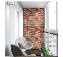 Kırmızı Tuğla Taş Desenli Kendinden Yapışkanlı 3D Duvar Raf Kapı Kaplama Kağıdı 5 Metre 60 Cm