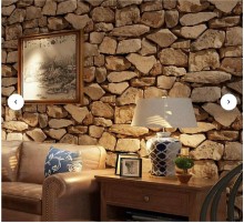 Kırmızı Taş Duvar Desenli Kendinden Yapışkanlı 3D Duvar Raf Kapı Kaplama Kağıdı 5 Metre 60 Cm