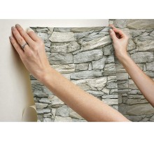 Kale Taş Duvar Desenli Kendinden Yapışkanlı 3D Duvar Raf Kapı Kaplama Kağıdı 3 Metre 60 Cm