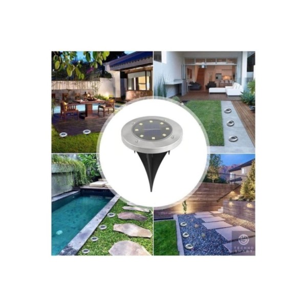 Solar Güneş Enerjili 8 Ledli Kazıklı Çim Zemin Bahçe Aydınlatma 3 W Gün Işığı Sarı Led ( 12 Li Set )