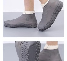 Gri Silikon Yağmur Koruyucu Ayakkabı Kılıfı Kaymaz Su Kir Geçirmez Large (40-46)