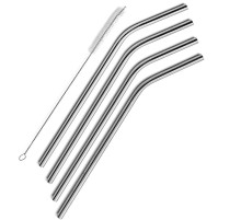 Çelik Pipet Paslanmaz Çelik Metal Meşrubat Pipeti Ve Pipet Temizleme Fırçası Seti 5 Parça