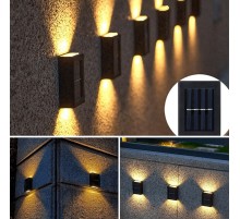 4 Ledli Solar Çift Taraflı Duvar Lambası Güneş Enerjili Aydınlatma Dekorasyon Aplik Işık