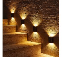 4 Lü Metal Modern Solar Duvar Lamba Dekorasyon Aydınlatma Aplik 6 ledli Güneş Enerji Işığı