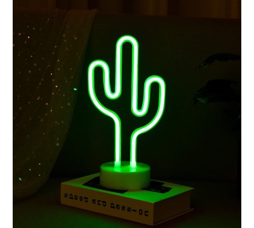 toptan-xml-dropshipping-Yeşil Kaktüs Model Neon Led Işıklı Masa Lambası Dekoratif Aydınlatma Gece Lambası
