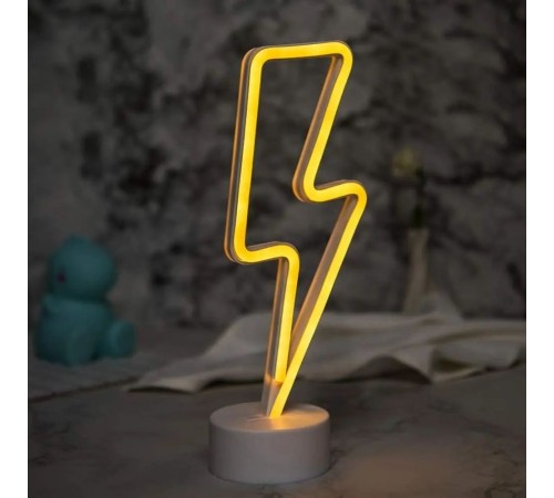 toptan-xml-dropshipping-Sarı Şimşek Model Neon Led Işıklı Masa Lambası Dekoratif Aydınlatma Gece Lambası