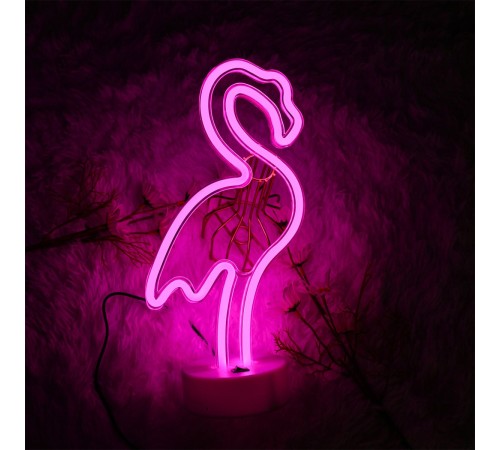 toptan-xml-dropshipping-Pembe Flamingo Model Neon Led Işıklı Masa Lambası Dekoratif Aydınlatma Gece Lambası