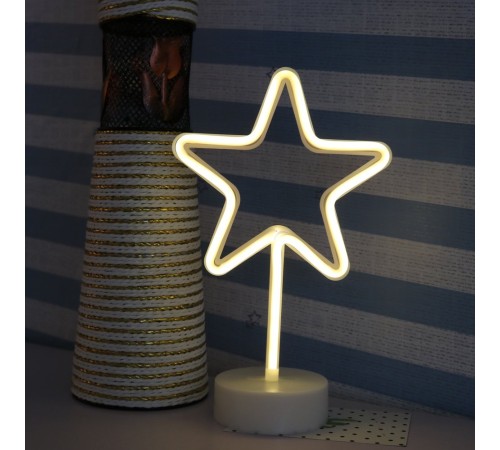 toptan-xml-dropshipping-Sarı Yıldız Model Neon Led Işıklı Masa Lambası Dekoratif Aydınlatma Gece Lambası