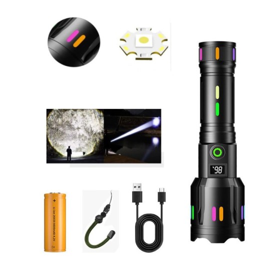 toptan-xml-dropshipping-Profesyonel Zoomlu 50W Şarjlı Powerbank Avcı Polis El Feneri PS-9885