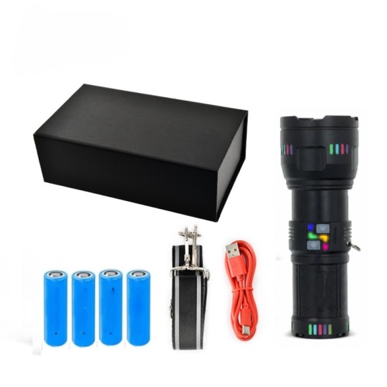 toptan-xml-dropshipping-Ultra Parlak Su Geçirmez Zoomlu Güçlü 200w 30000 Lümen Şarjlı Bekçi Avcı Kamp El Feneri PS-2003