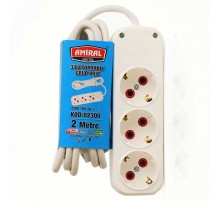 3 lü Topraklı 2 Metre Kablolu Grup Priz