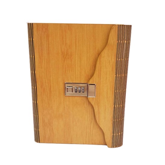 toptan-xml-dropshipping-Ahşap Kapaklı Küçük Boy Şifreli Defter