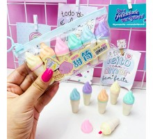 Külah Dondurma Tasarımlı Fosforlu 6'lı Kalem