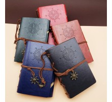 Küçük Boy Pusula Baskılı Deri Defter