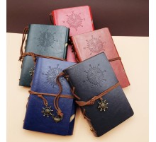 Küçük Boy Pusula Baskılı Deri Defter