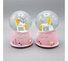 Mini Işıklı Sevimli Atlı Kız Kar Küresi