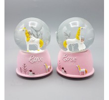 Mini Işıklı Sevimli Atlı Kız Kar Küresi