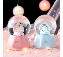 Tek Taş Yüzük Tasarımlı Büyük Boy Kar Küresi Mavi