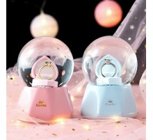 Tek Taş Yüzük Tasarımlı Büyük Boy Kar Küresi Mavi