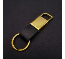 Metal Deri Anahtarlık Siyah Gold