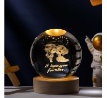 Ahşap Altlıklı Usb li Işıklı Cam Küre I Love You