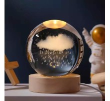 Bulut ve Yağmur Tasarımlı Işıklı Cam Küre