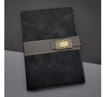 Deri Kapaklı Çizgili Not Defteri Siyah