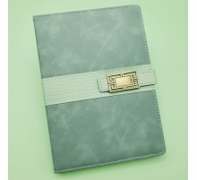 Deri Kapaklı Çizgili Not Defteri Açık Yeşil
