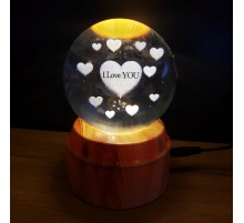 I Love You Tasarım Standlı Cam Küre