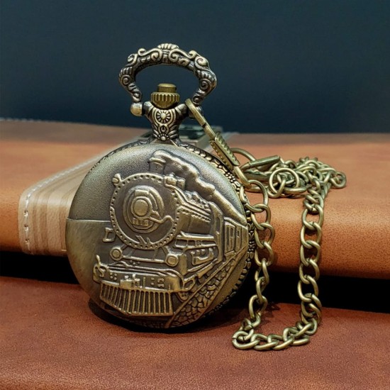 toptan-xml-dropshipping-Antika Tren Tasarımlı Köstekli Cep Saati