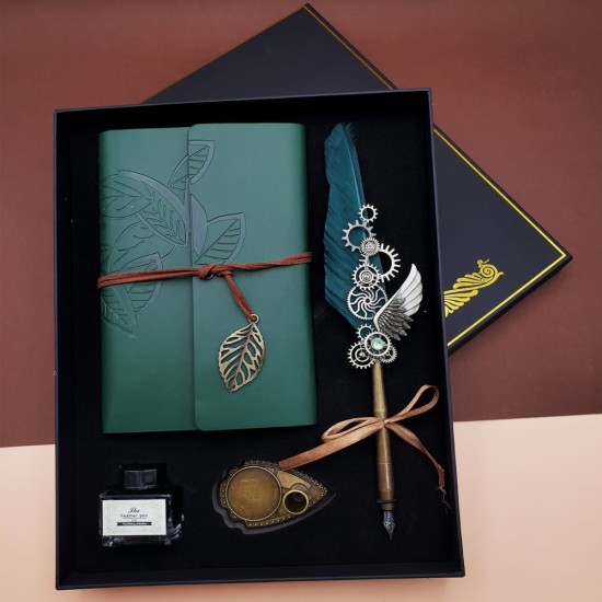 toptan-xml-dropshipping-Mürekkepli Divit Kalem Ve Defter Set Yeşil