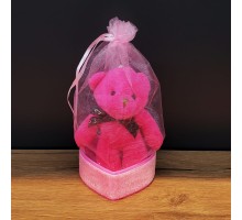 Hediyelik Pembe Tül Kese Ve Ayıcık