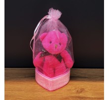 Hediyelik Pembe Tül Kese Ve Ayıcık
