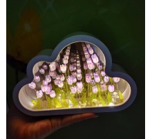 Bulut Tasarımlı Aynalı Lale Gece Lambası