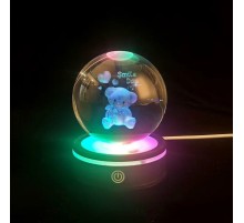 Ayıcık Tasarımlı Renk Değiştiren Dönen Cam Küre