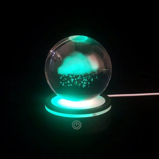 toptan-xml-dropshipping-Yağmur Bulutu Tasarımlı Usb li Dönen Cam Küre