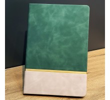 Altın Şeritli Yeşil Deri Not Defteri