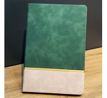 Altın Şeritli Yeşil Deri Not Defteri