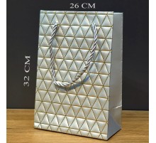 Büyük Boy Gümüş Ve Gold Desenli Karton Çanta