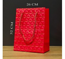 Büyük Boy Kırmızı Gold Desenli Hediye Çantası