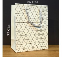 Büyük Boy Beyaz Desenli Hediye Çantası