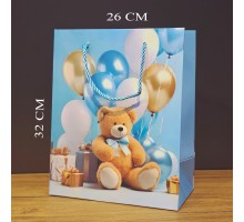 Büyük Boy Ayıcıklı Karton Hediye Çantası