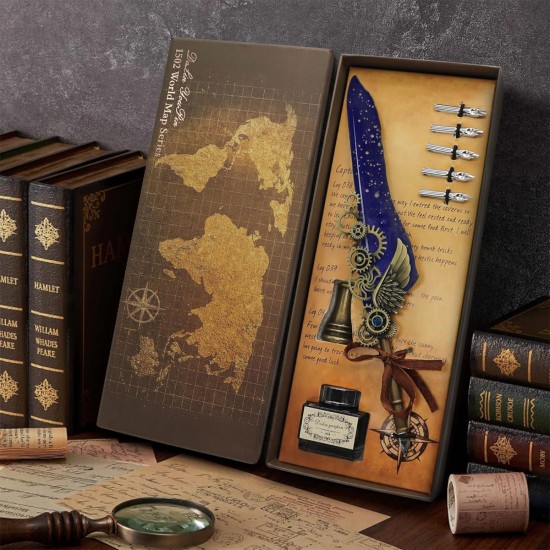 toptan-xml-dropshipping-Tüylü Özel Tasarım Divit Hokka Kalem Seti