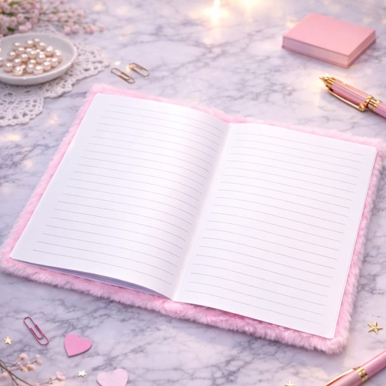 toptan-xml-dropshipping-Kalpli Pembe Peluş Defter