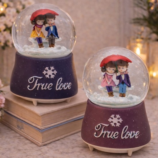 toptan-xml-dropshipping-Şemsiye Altında Oturan Romantik Çiftler Tasarımlı Büyük Kar Küresi