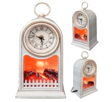 Led Işıklı Saatli Eskitme Şömine