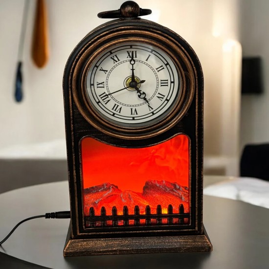 toptan-xml-dropshipping-Şömine Tasarımlı Romen Rakamlı Saat