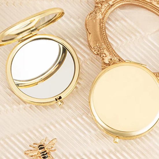 toptan-xml-dropshipping-Gold Kapaklı Makyaj Cep Aynası