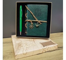 Hediyelik Defter Kalem Kutulu Set Yeşil
